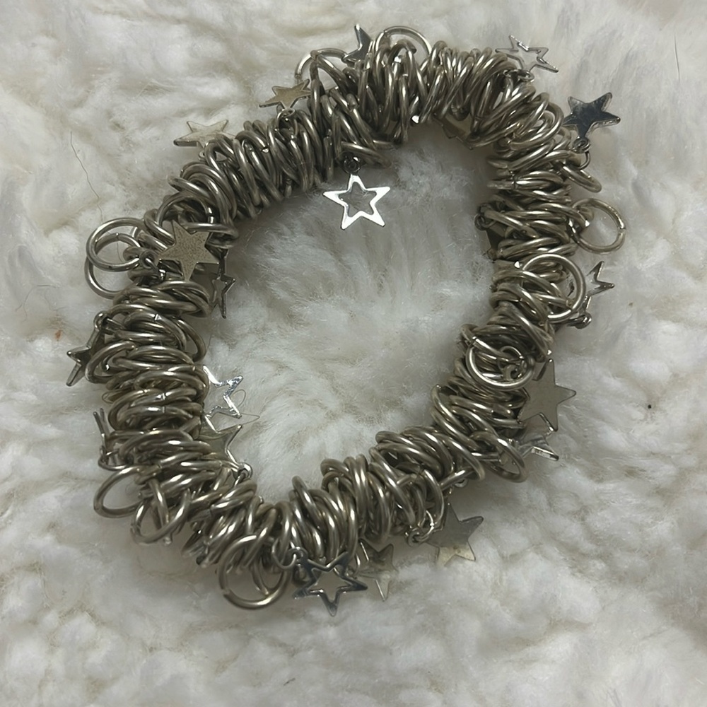 Minimalist, Silver Metallic Star Bracelet